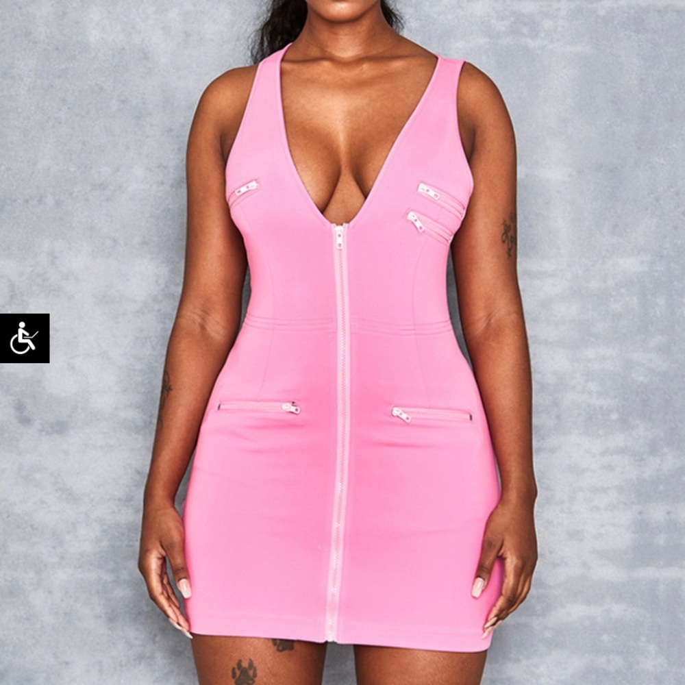 Mistress rocks dress pink zip dress. Large